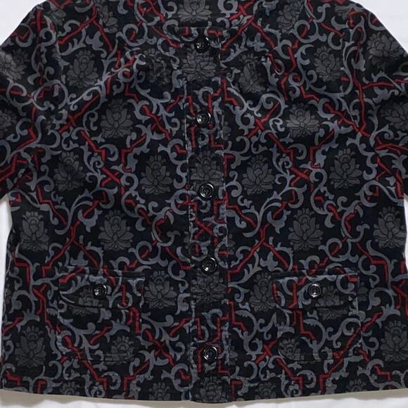 Charter Club  Size Large Button Up Floral Pocket Lined Sweater Damask Tapestry - Picture 2 of 13